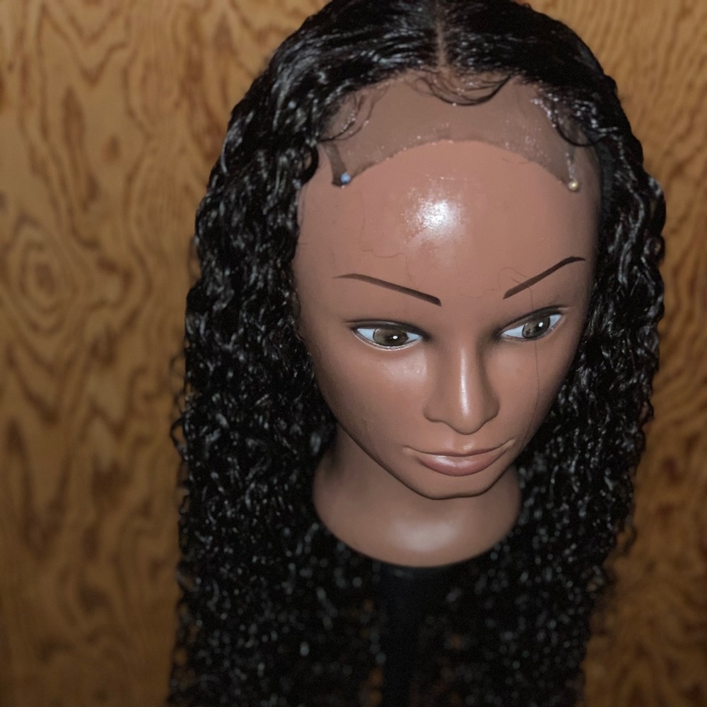 24 inch deep curly closure wig